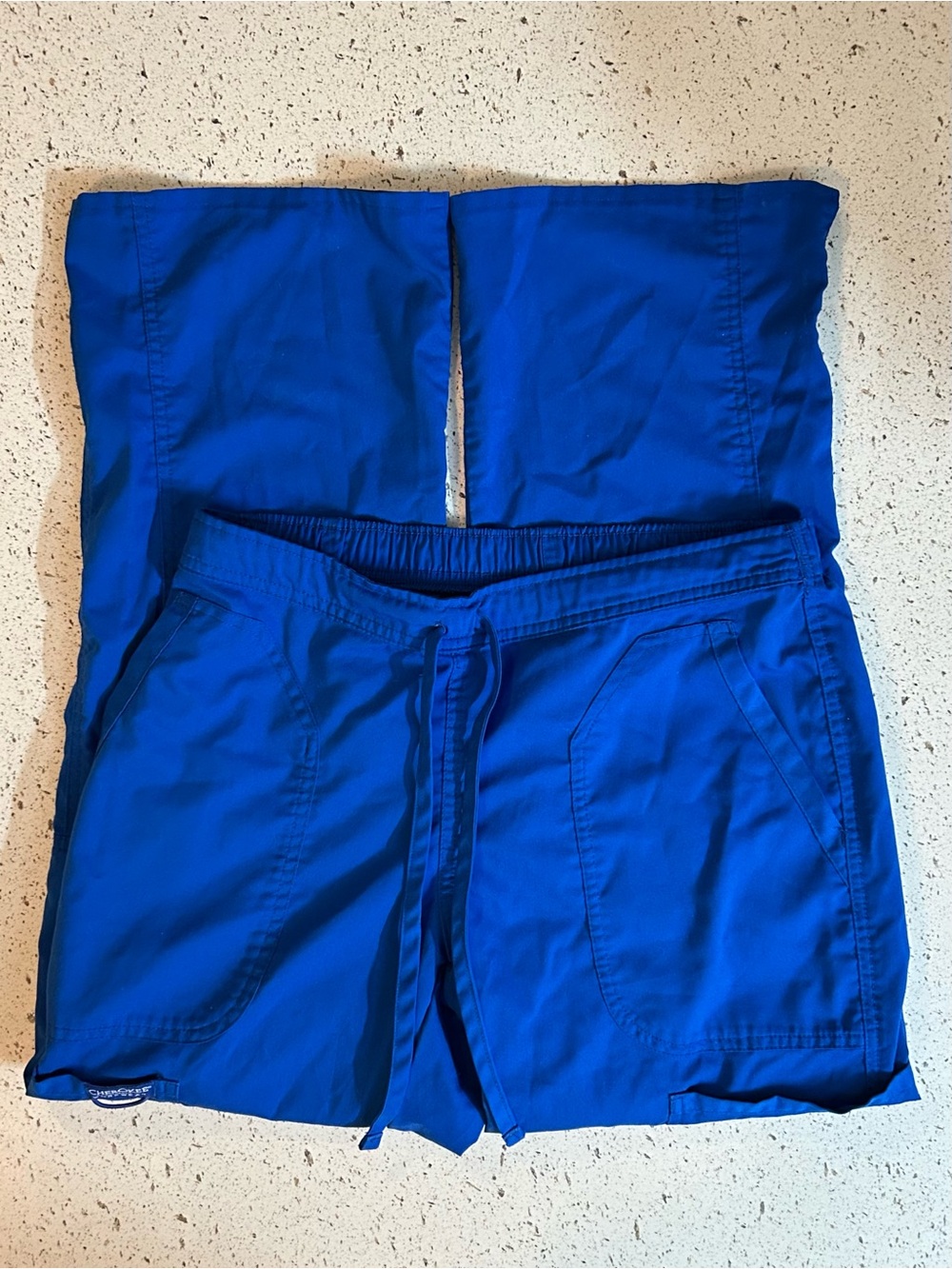 Cherokee Workwear Revolution Royal Blue Drawstring Flare Scrub Pants Size XSP